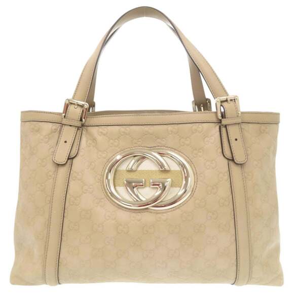 GUCCI Cream Leather Tote Bag